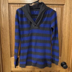 Calvin Klein Performance Y2K Waffle Thermal Stripe Shawl Collar Top L